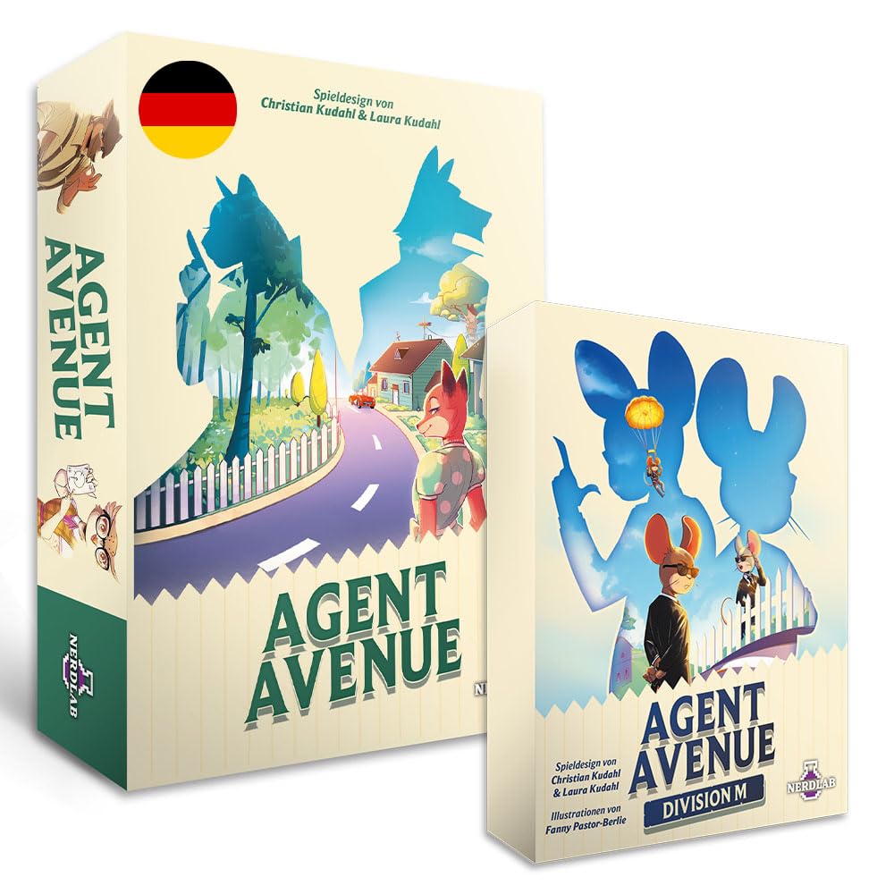 Agent Avenue + Agent Avenue Division M – Brettspiel Bundle Set Komplettset mit Division M Erweiterung, Kartenspiel für 2-4 Spieler, ab 8 Jahren, 10-15 Minuten Spielzeit (German/Deutsch)