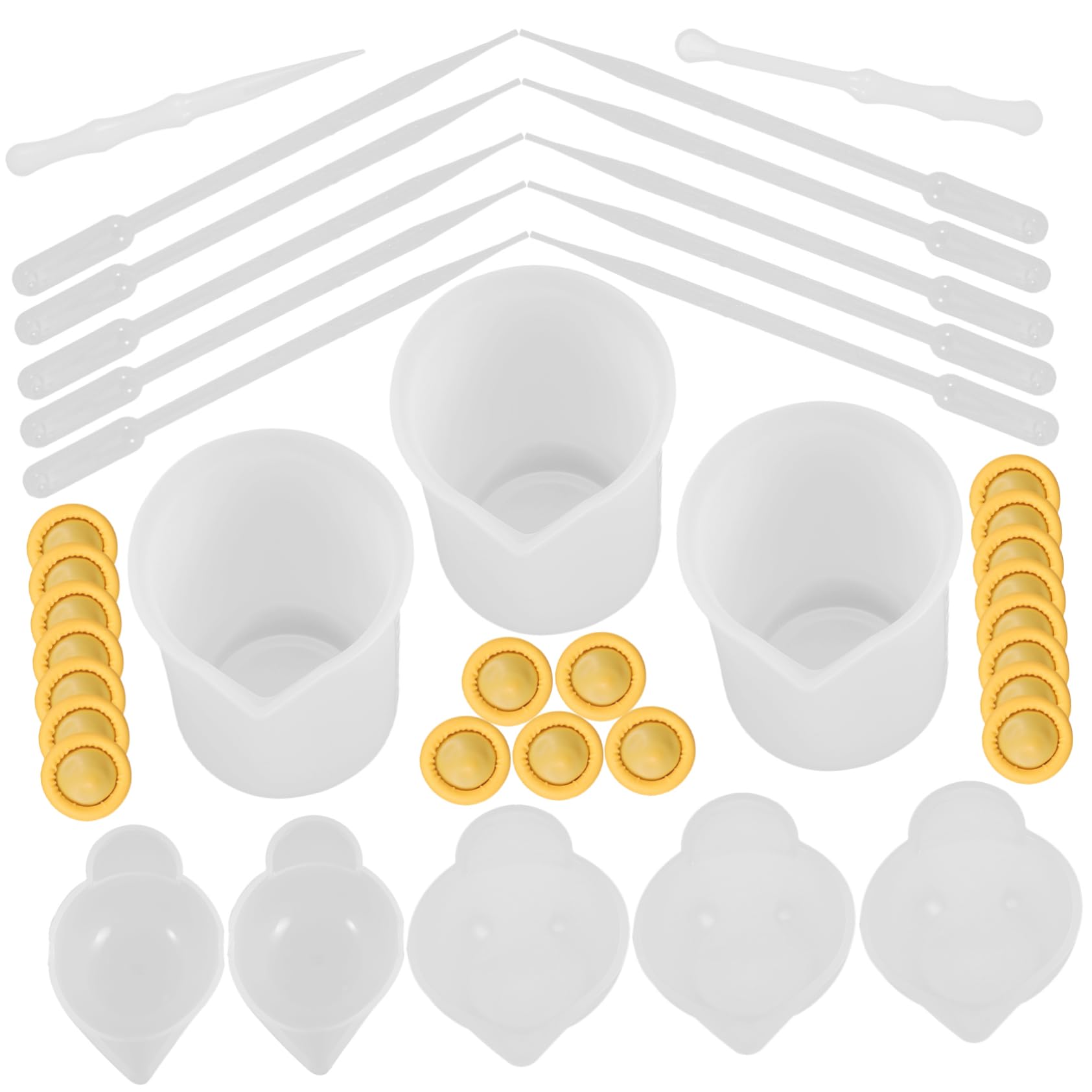 Tofficu 4 Ensembles Ensemble de Tasses à mesurer en Silicone - Kit Fabrication résine - Moule Fait Main kit de Sol époxy Pots à épices avec étiquettes kit de Bijoux en résine Gel de silice