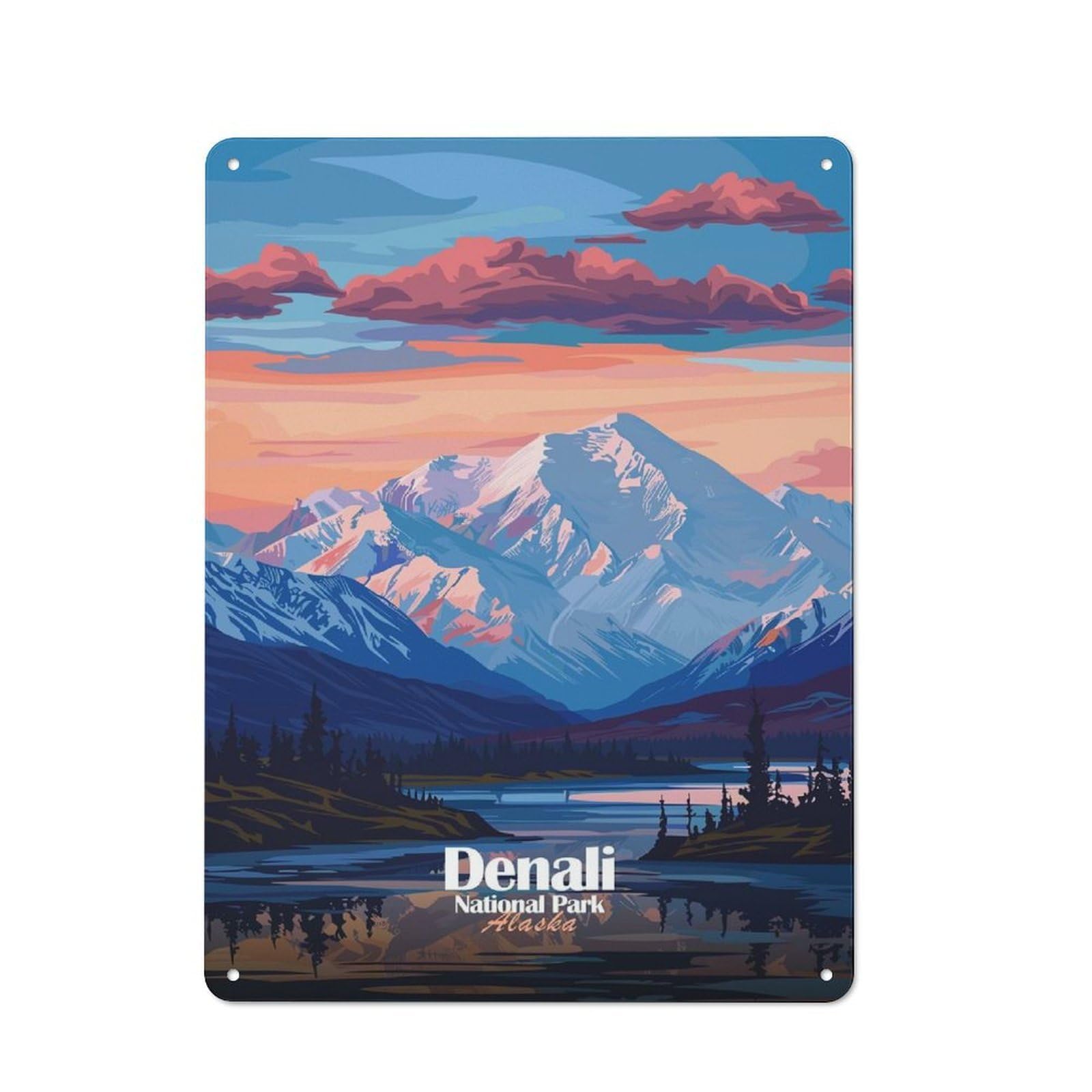 Junmoney Style-13 For Hallway Wall, Denali National Park Alaska Landscape Vintage-Inspired Metal Sign 40X30cm, A Moving-Home Gift For Collectors Of Tin Signs