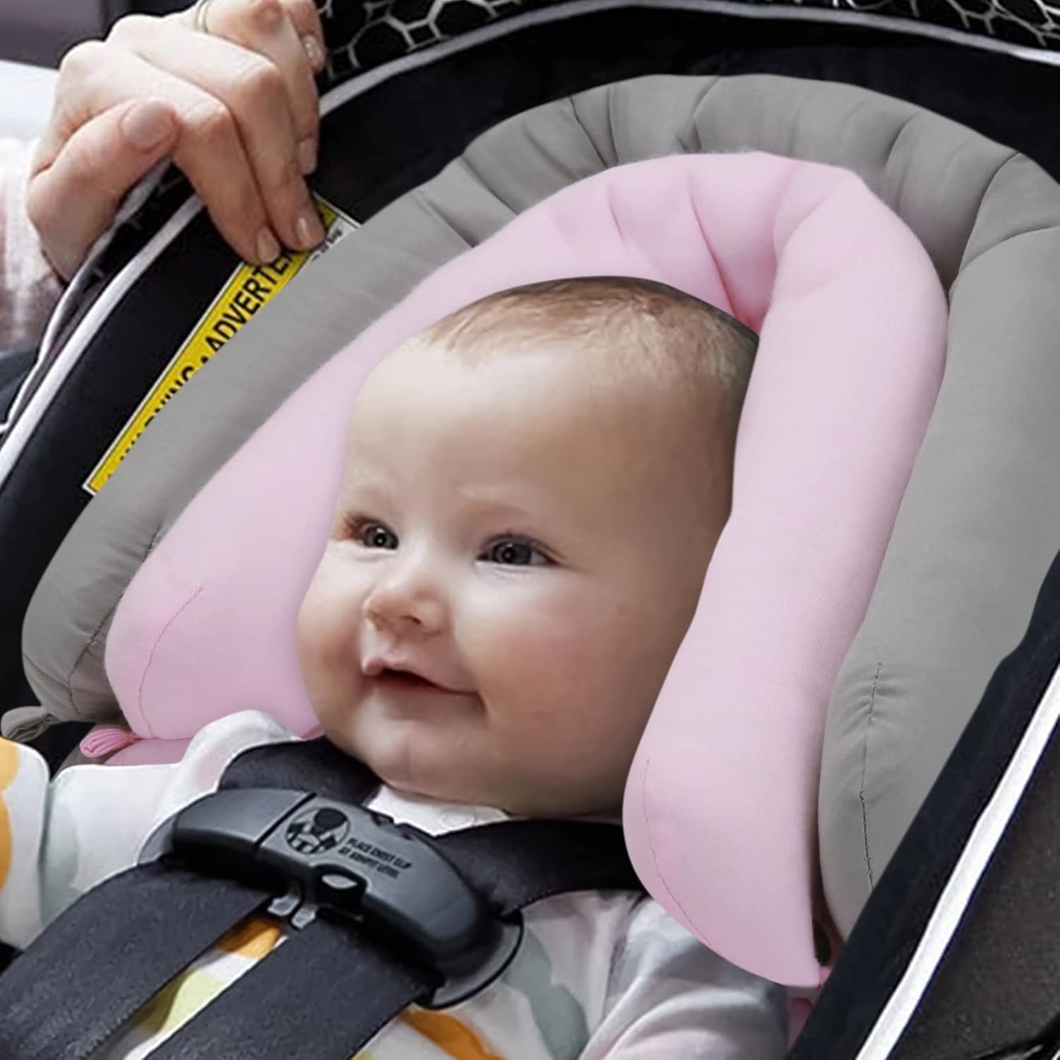 pro goleem car seat head support infant, soft infant car seat insert, 2 in 1 carseat head support for toddler, perfect for car seat, stroller, swing, bouncer, pink and gray a pink and gray