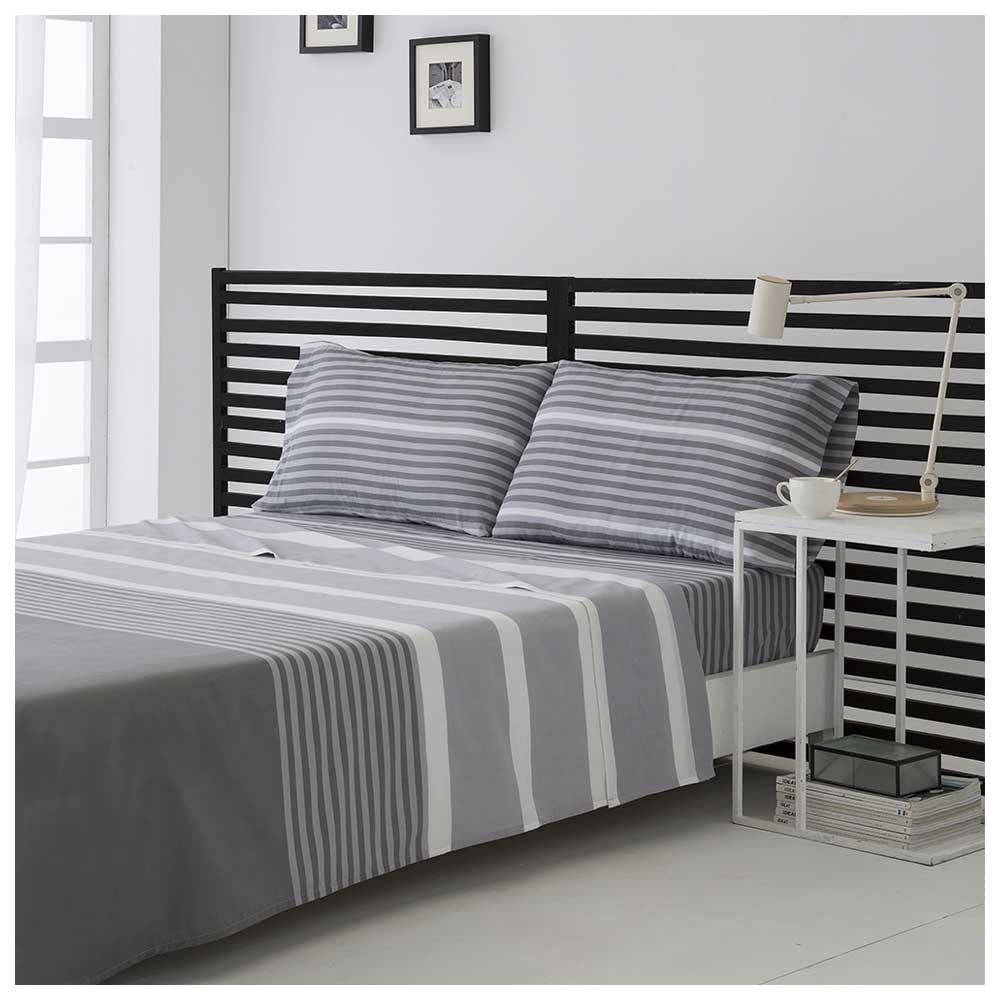 COTTON ARTean Juego de sabanas GAUNA Gris Cama de 150 x 190/200. 50% ALGODÓN - 50% POLIÉSTE