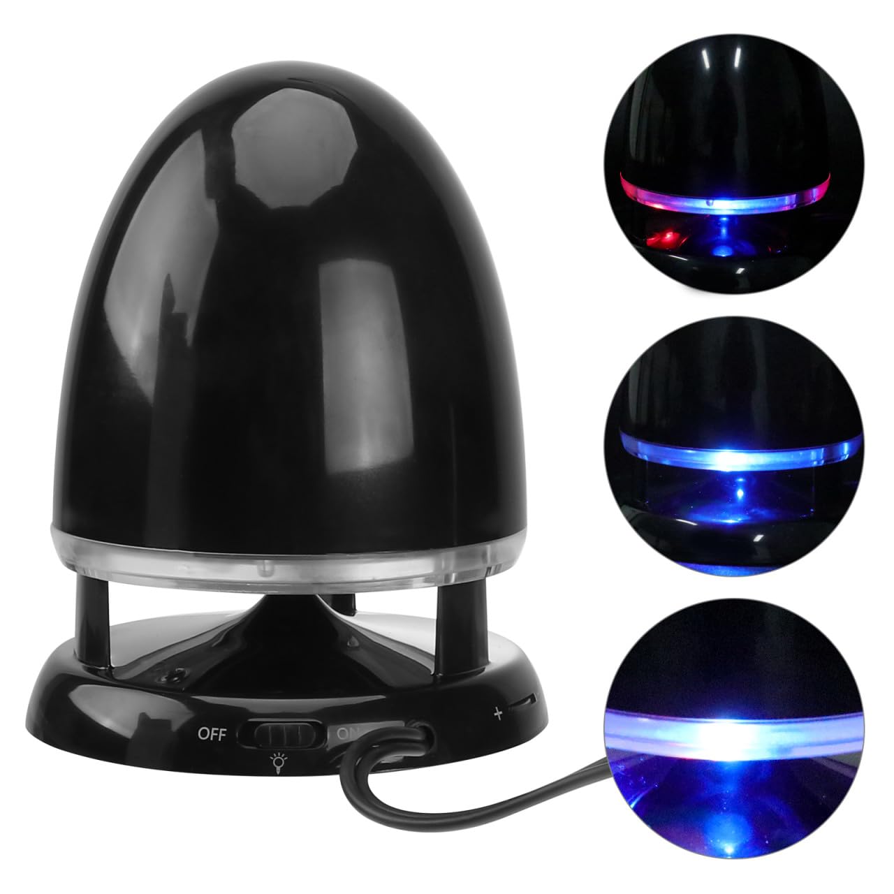 Multimedia Mini Speaker with USB Lighting, 3.5mm Aux Input External Desktop Speaker, Bullet Bass Portable Audio for Laptop Computer, Black Blue, DC 5.0 Compatible