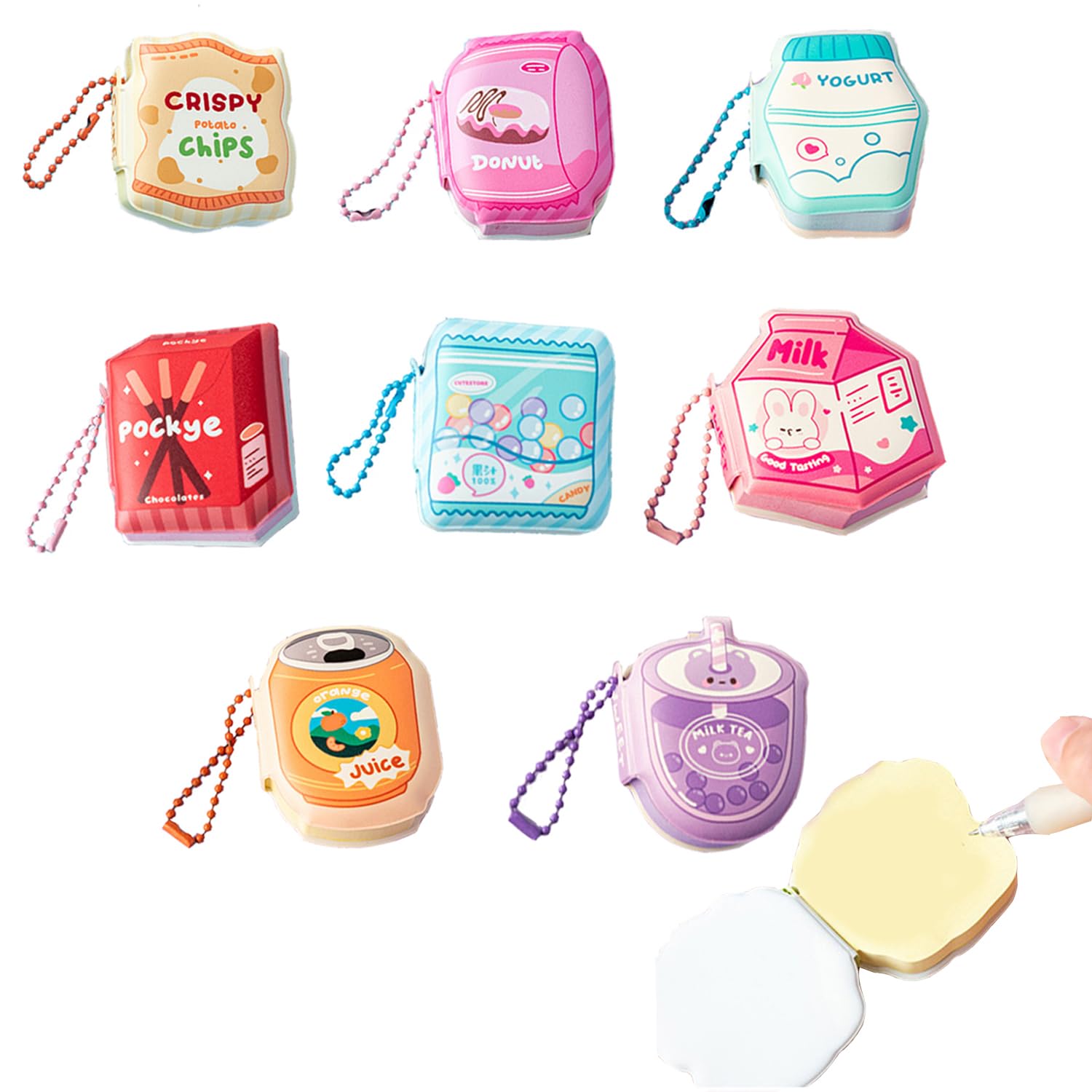 Cute Self-Sticky Notes Pads for Kids Adults 8 Pack Fun Memo Pads Easy to Post Notes for School Reminders Studying Supplies Home Family Office Party