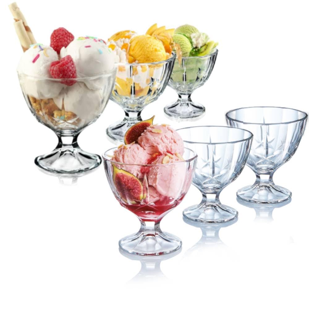 Generico Coppe da Gelato in Vetro, Set di 6 Coppette Decorative, Design Elegante con Motivo a Stella