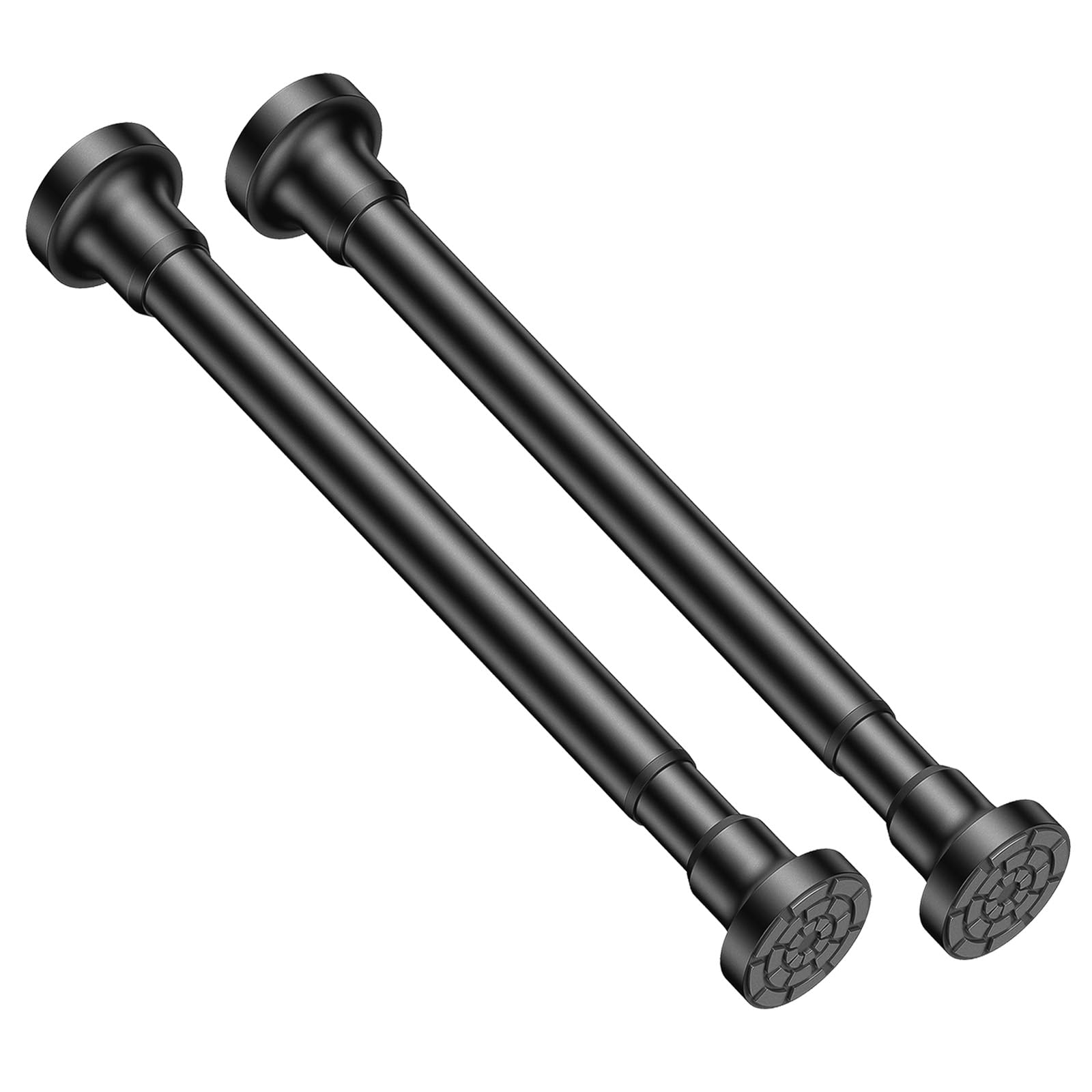 2pcs Small Black Tension Rod Extendable 42-75cm Adjustable Tension Curtain Pole No Drill Tension Curtain Rod 7/8" Strong Spring Loaded Tension Poles Telescopic Net Curtain Rod ror Cupboards, Closet