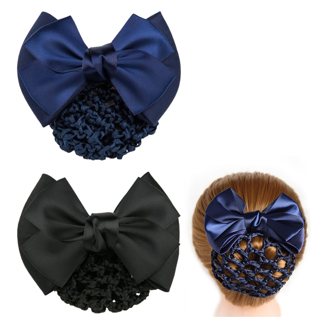 2 Pezzi Retina per Capelli Chignon, Fermaglio a Scatto Con Fiocco, per Acconciature da Balletto, Retine per Capelli Chignon, Fermaglio per Capelli a Scatto con Fiocco e Retina per Ragazze e Donne