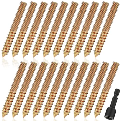 Image of Hicarer 20 Pack 3 /8-16 x 4 Inch Hanger Bolts Double Headed Bolts with Driver Self Tapping Screw Threaded Rod Screws for Furniture Double Headed for Wood Furniture Joint