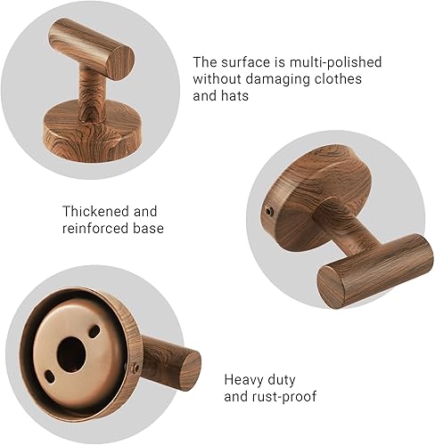 Miniatura 3 de KAFEEK Gancho de madera moderno montado en la pared de madera, gancho decorativo de pared de base redonda para colgar sombrero, toalla, bolso, tela,
