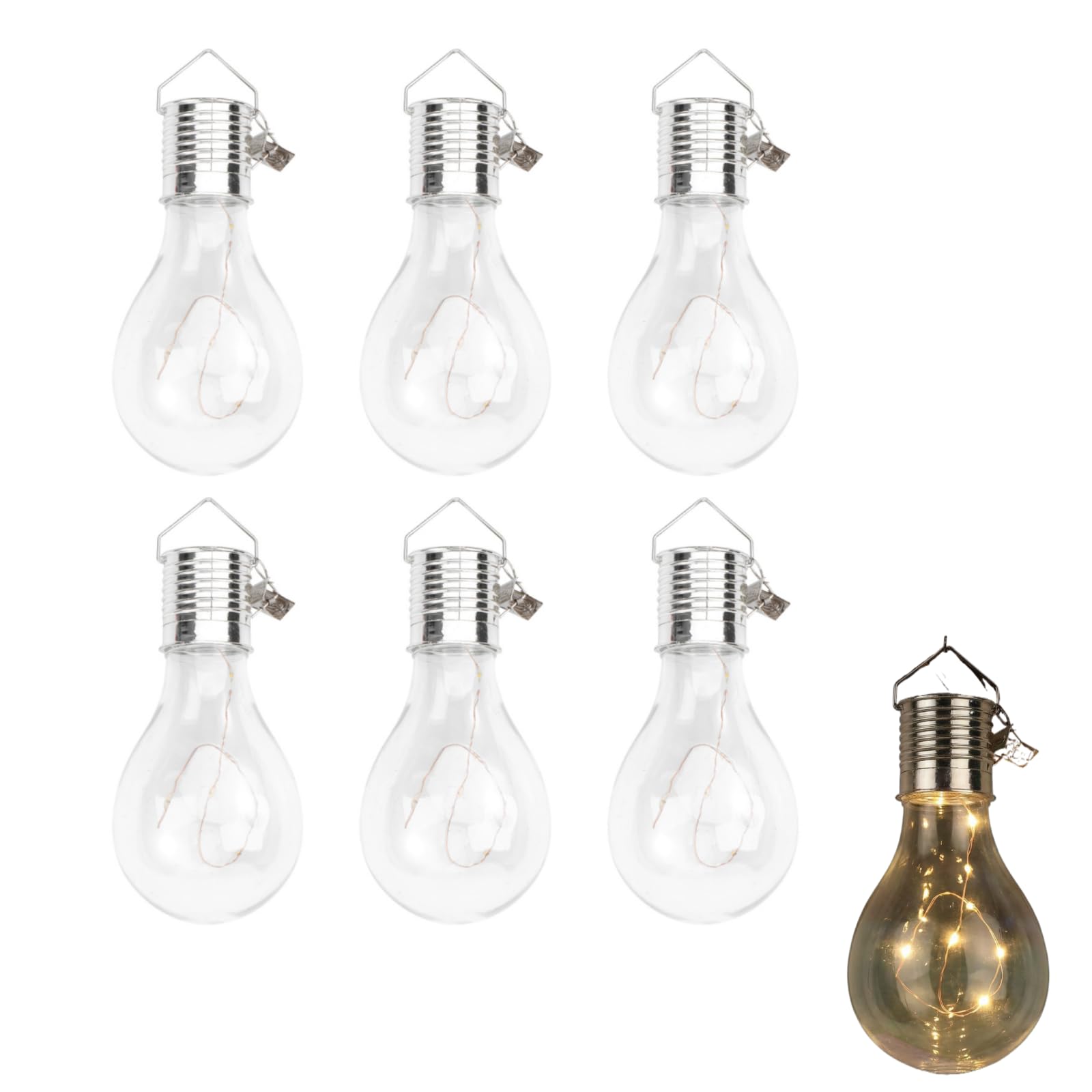 Ampoule Solaire Exterieur à Suspendre, 6 Pièces Ampoule Solaire exterieur suspendue lampes décoratives extérieures décorative pour Lanterne Suspendue Extérieur Décoration de Jardin