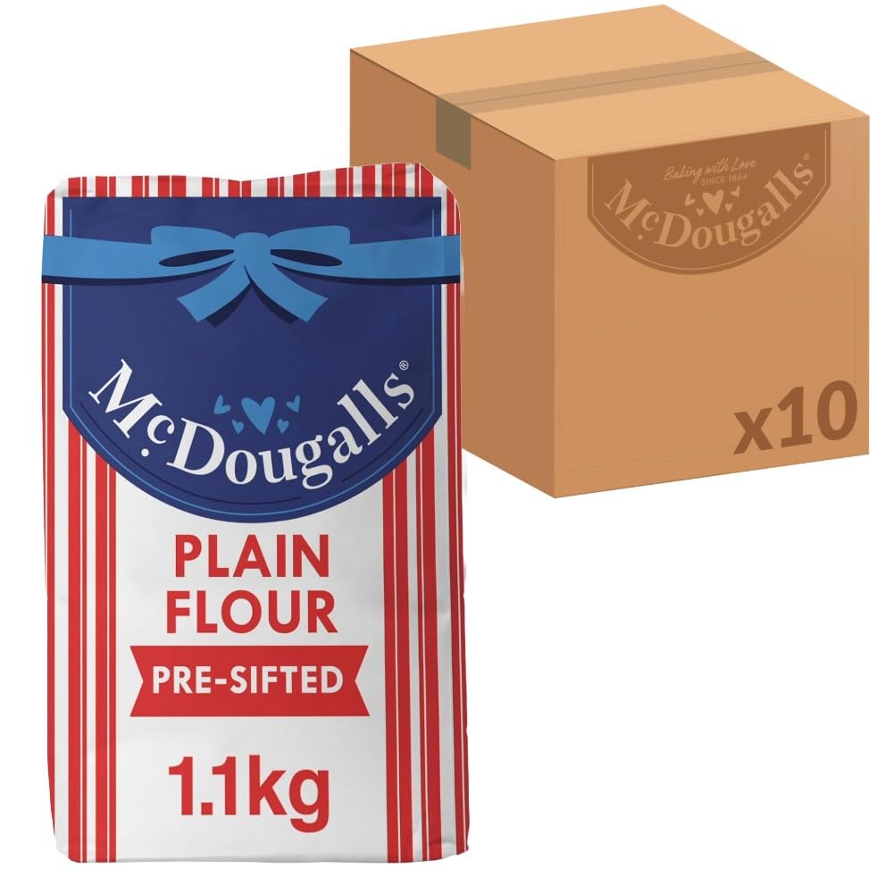 McDougalls Pre-Sifted Plain Flour, 1.1 kg Bag (Pack of 10)