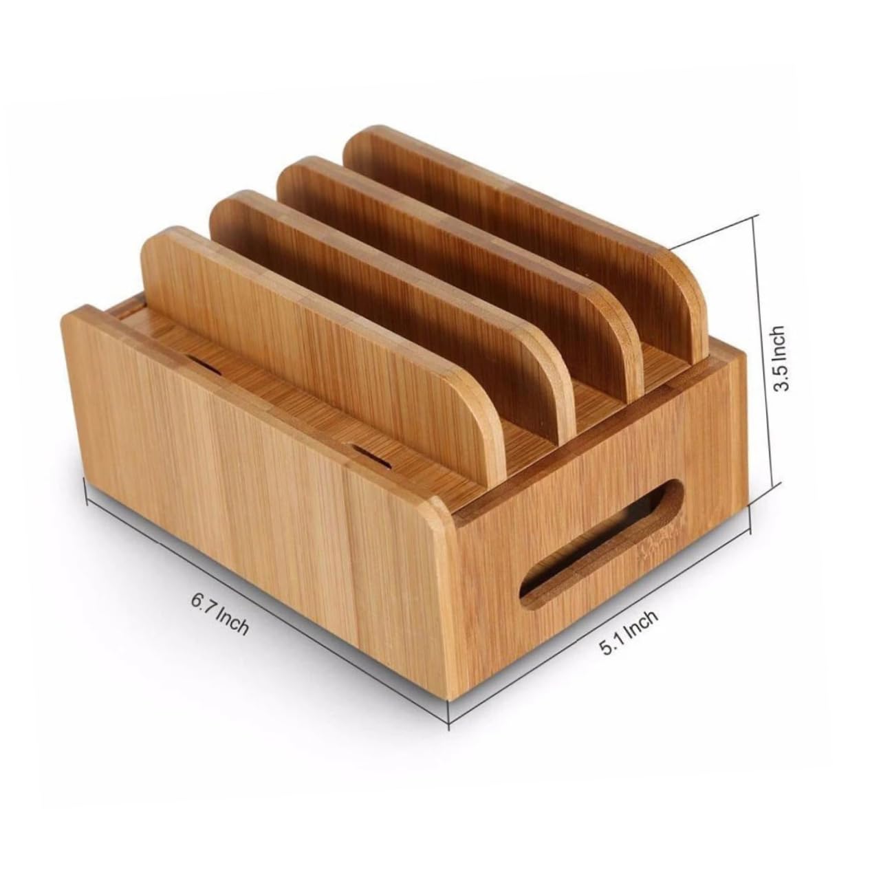 NUOBESTY Supporto in Legno per Smartphone con Stazione di Ricarica USB Multipla, Organizer da Scrivania Beige con Funzione di Ricarica Simultanea e Spazio per Tablet, per Uso Domestico