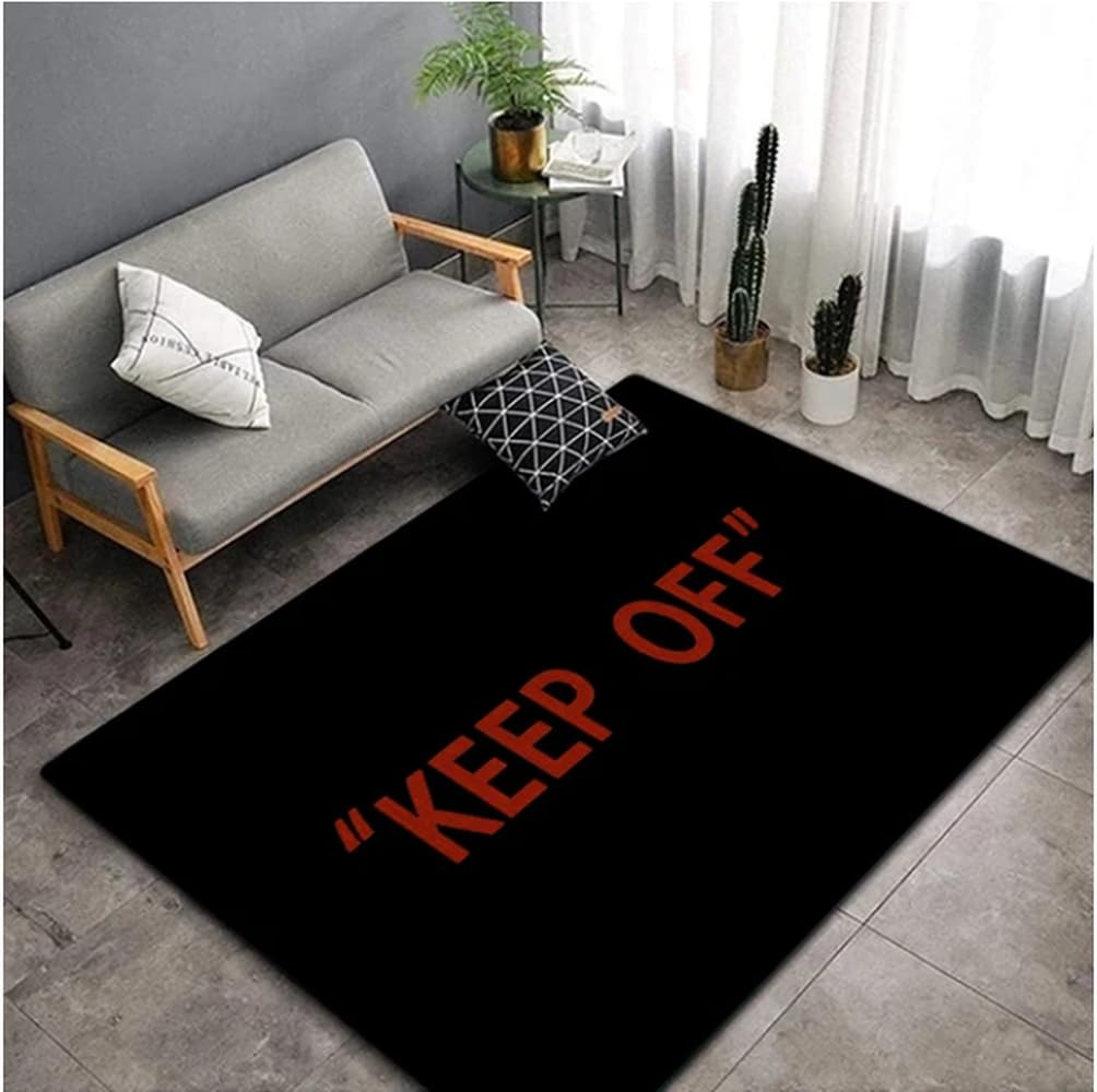 Tapis chambre personnalisé garçon Keep Off tapis salon noir 80x150cm