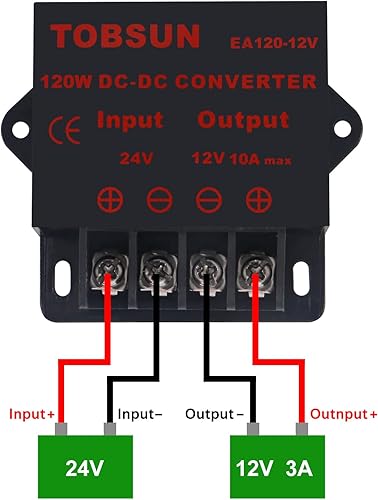 Miniatura 6 de Paquete de 2 convertidores reductores de voltaje reductor de corriente continua de 24 V a CC 12 V 10 A 120 W, reductor de voltaje, convertidor de