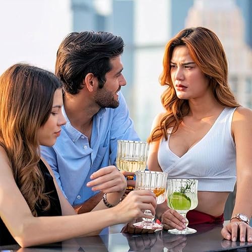 Miniatura 6 de Copas de agua vintage de 6 onzas, copas de vino vintage con tallo para beber, copas de vaso para beber, copas mezcladas románticas pesadas para