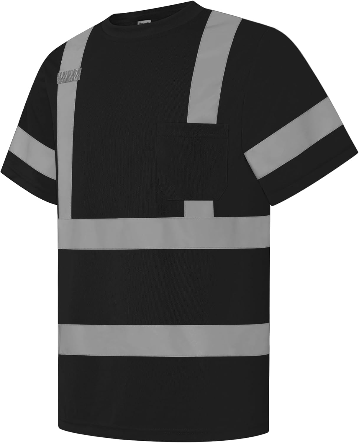 Hi Vis Shirts for Men, High Visibility Shirt, Safety Reflective Work Shirts for Men Women, Construction Class 3 Short Sleeve Work Shirts, Black,XL, 3 Pack