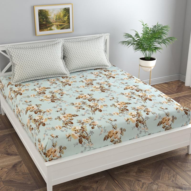 Image of Florida Polycotton Bedsheet (Reeva Blue, Super King)