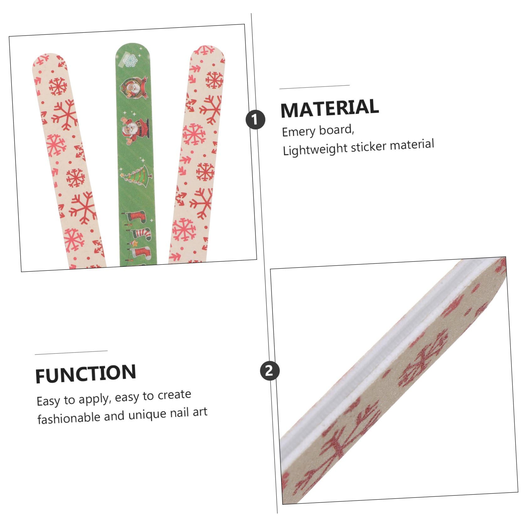 IMIKEYA 12 Piezas Limas de Uñas Navideñas para Manicura y Pedicura, Diseño Tema Navidad, Tabla de Esmeril para Uñas Naturales y Extensiones, Uso en Decoración y Bricolaje en Casa Estilo