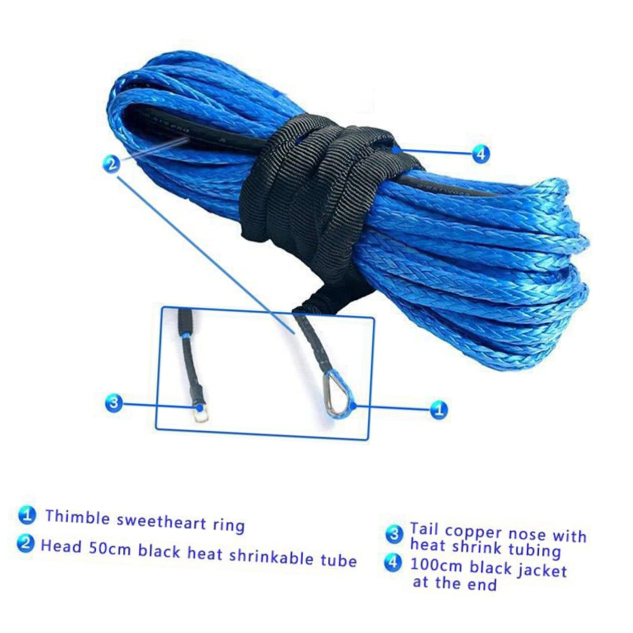 PRETYZOOM Corda da Traino Auto in Nylon Blu, Alta Resistenza e Buona Tenacità, Ganci in Acciaio Inox per Rimorchio e Uso Fuoristrada