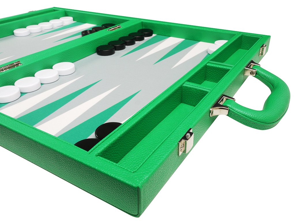 Zestaw 40 cm Premium Backgammon - średni rozmiar - zielona tablica