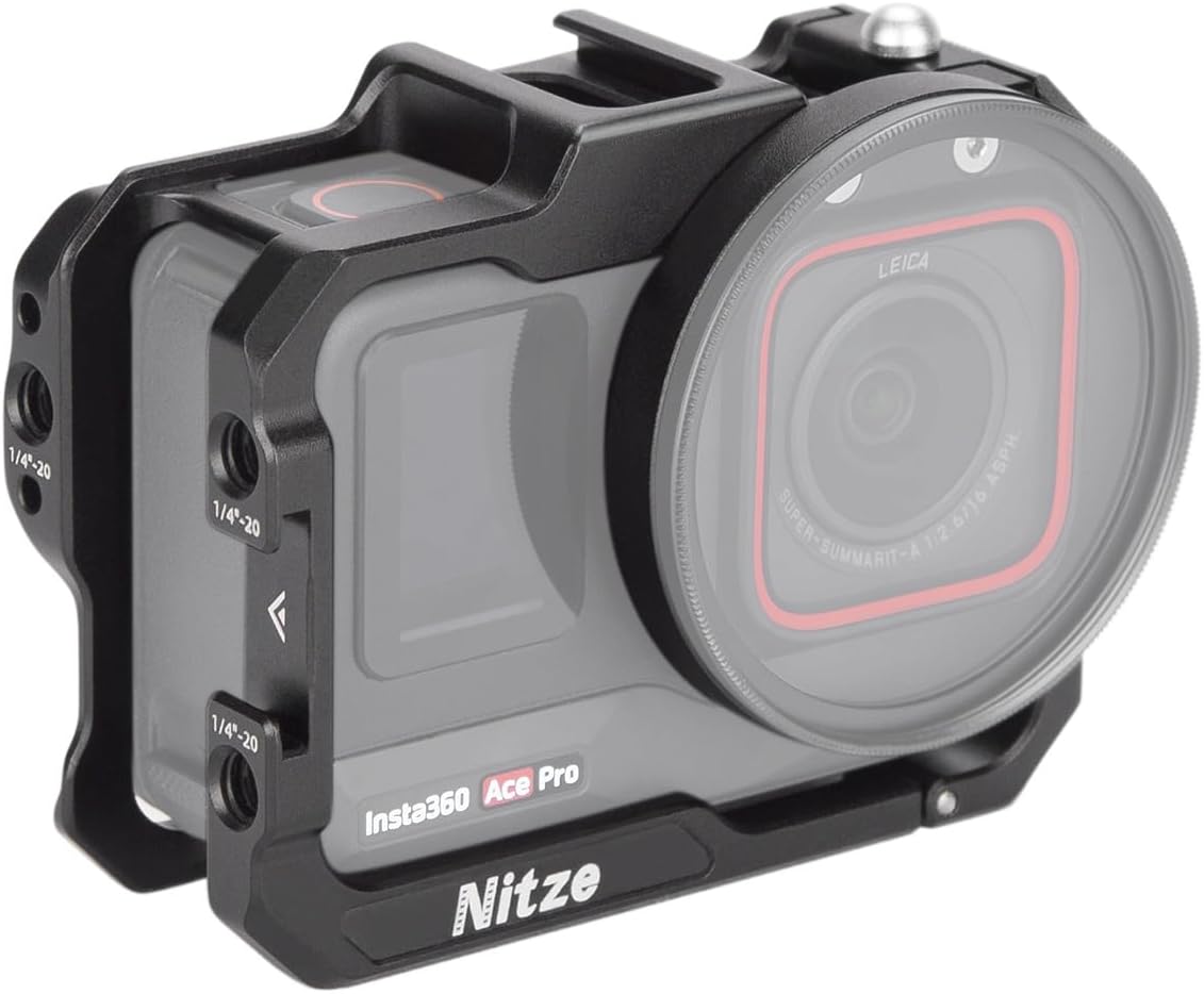 Nitze Cage for Insta360 Ace Pro/Ace Action Camera, with 52mm Filter Adapter Ring - T-IN02A