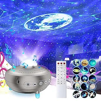 Fidaaloo Star Galaxy Projector Light, Constellations Projector Night Light with Bluetooth/USB Music Speaker, Nebula Projector with Moon Astronaut Planet UFO for Kids Adults