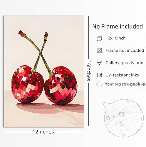 Miniatura 6 de KISSFOX Lienzo decorativo para pared, diseño de frutas rojas, diseño de frutas rojas, impresiones artísticas estéticas para dormitorio, habitación