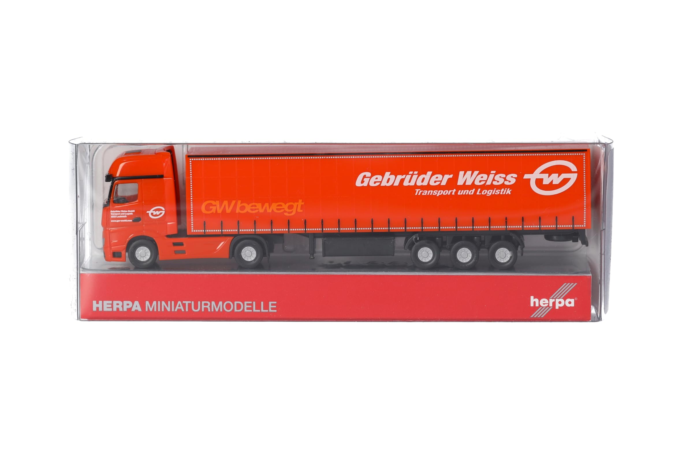 Herpa 066891 | MB Actros Gigaspace Gardinenplanen-Sattelzug | Gebrüder Weiss | Spur N | 1:160 | Miniaturmodell