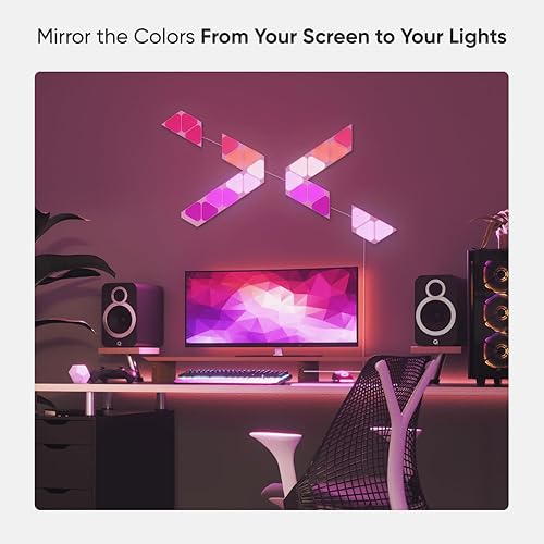 Miniatura 5 de Nanoleaf Shapes Mini triángulos WiFi e hilo inteligente RGBW 16M color LED regulable juego de luces de pared para juegos y decoración del hogar kit
