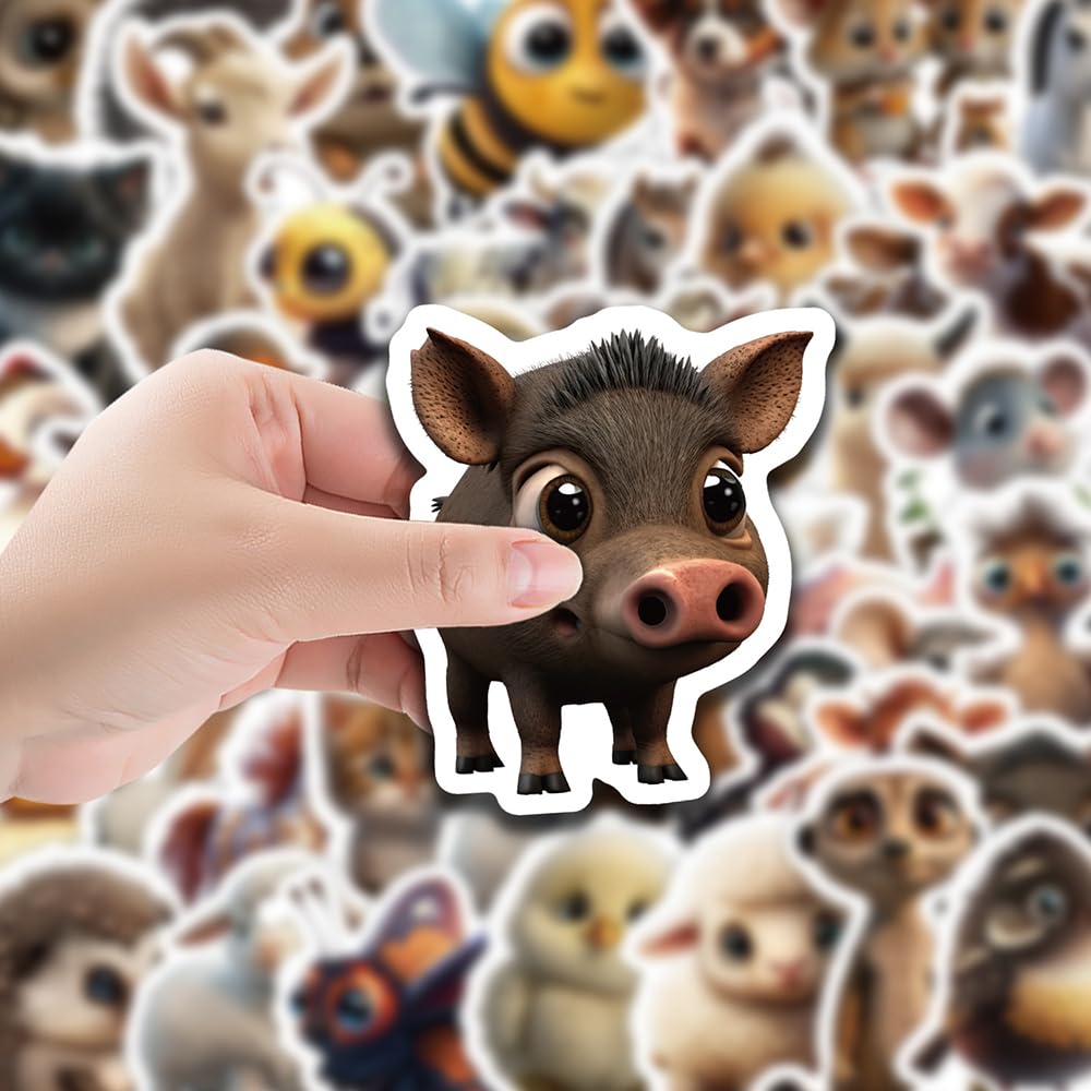 Charming Farm Animal Vinyl Stickers, 50 PCS Waterproof 3D-Style Animal Decals for Laptops Scrapbooking, Journals, Notebooks - Image 3