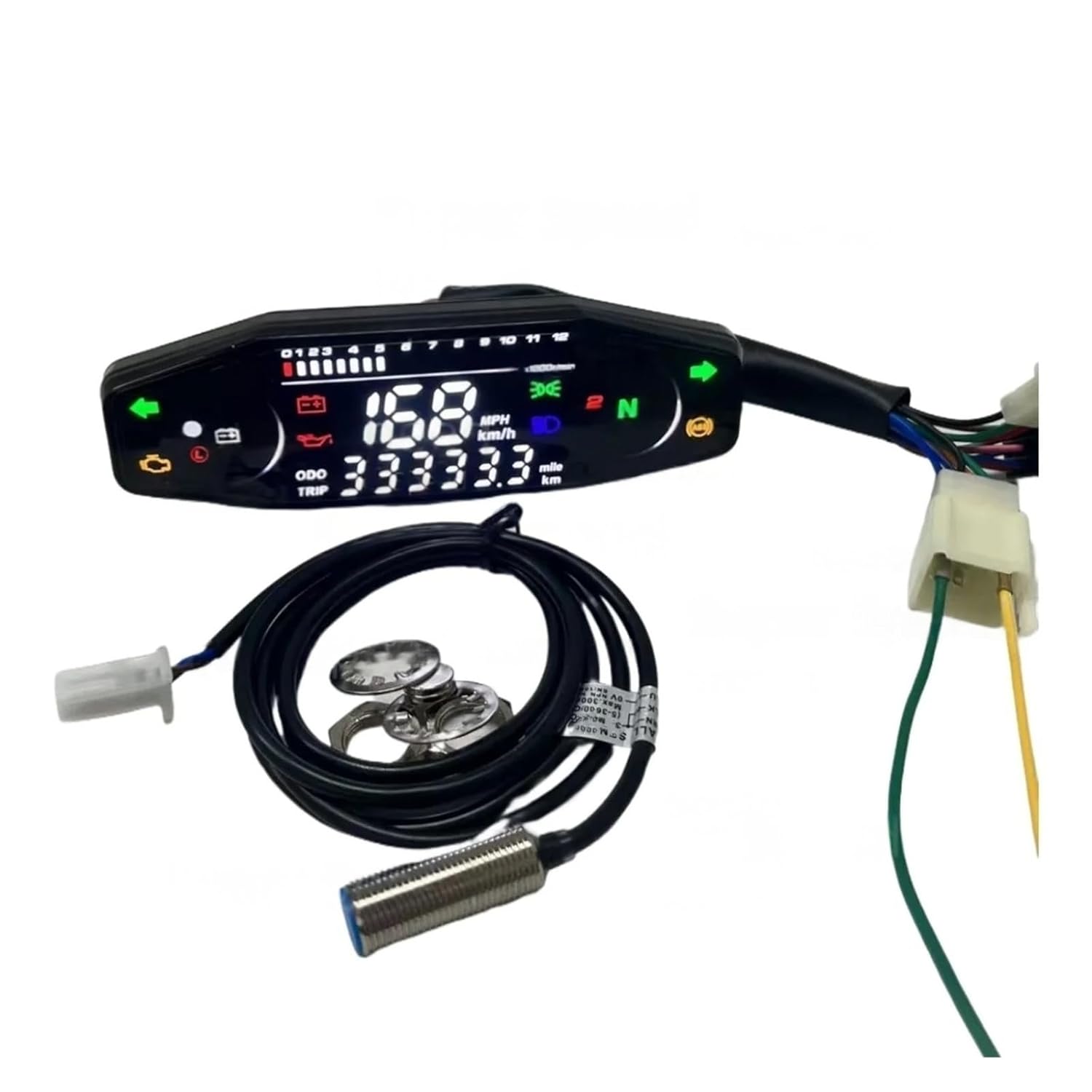 Motorcycle Speedometer Tachometer Universal 12V Motorcycle Digital Speedometer Odometer Odometer Speed Meter Gauge for 1 2 4 Cylinder KR200