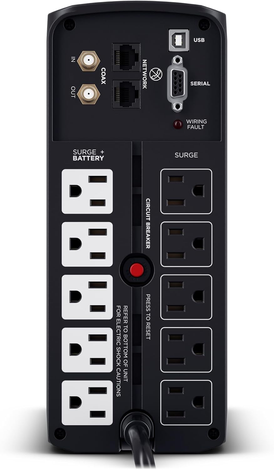 CyberPower BRG1000AVRLCD Intelligent LCD UPS System, 1000VA/600W, 10 Outlets, AVR, Mini-Tower, 5-Year Warranty