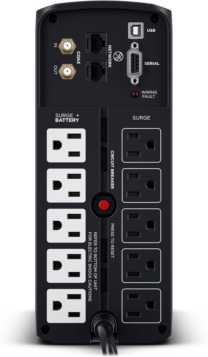 CyberPower UPS BRG1000AVRLCD 1000VA/600W 10 Tomacorrientes AVR miniatura 4