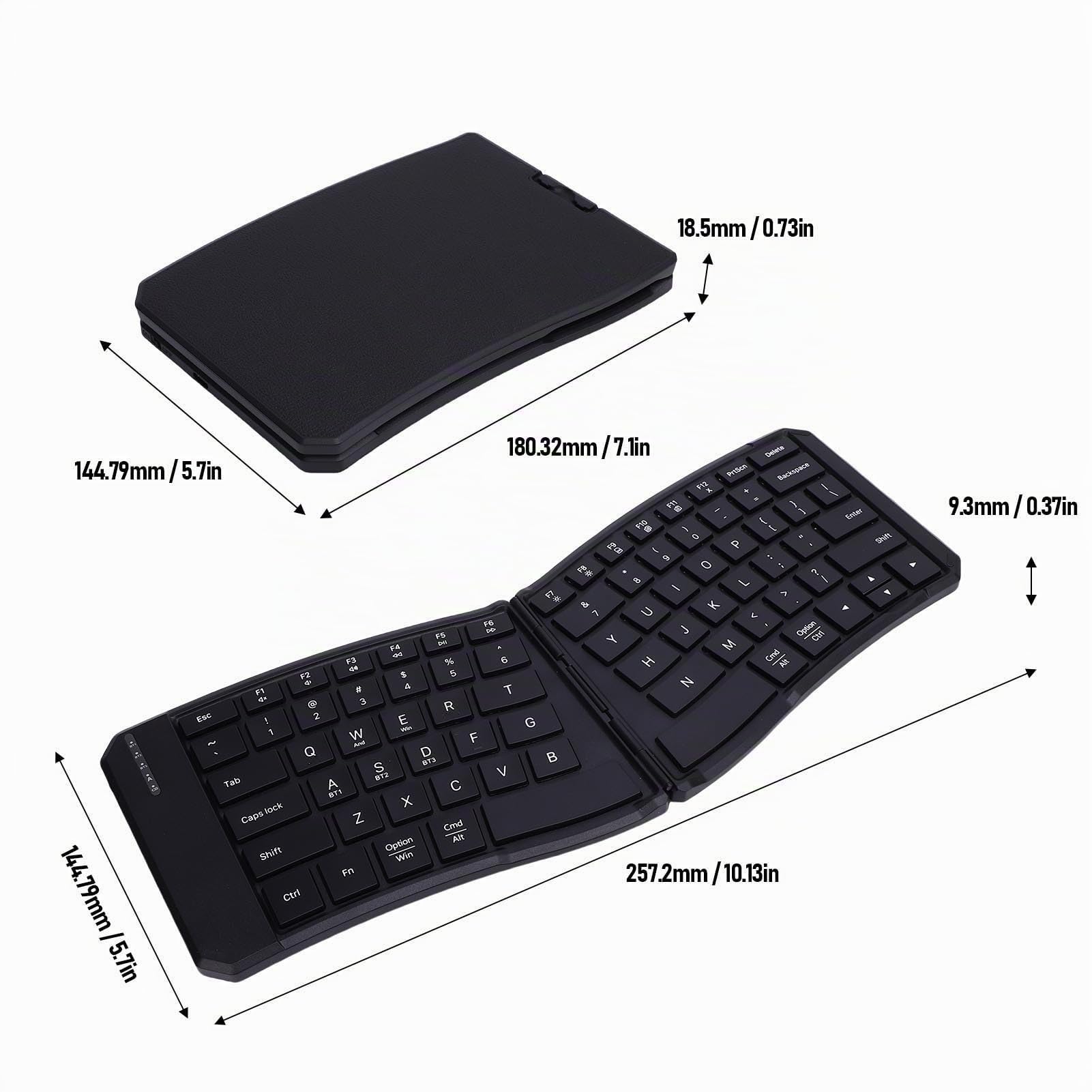 Tosuny Teclado Ergonómico Plegable, Teclado Ergonómico Dividido Bluetooth 5.0 Portable Inalámbrico con Teclas de Tijera Silenciosa, para Negocios de Viajes, Compatible con Laptop,