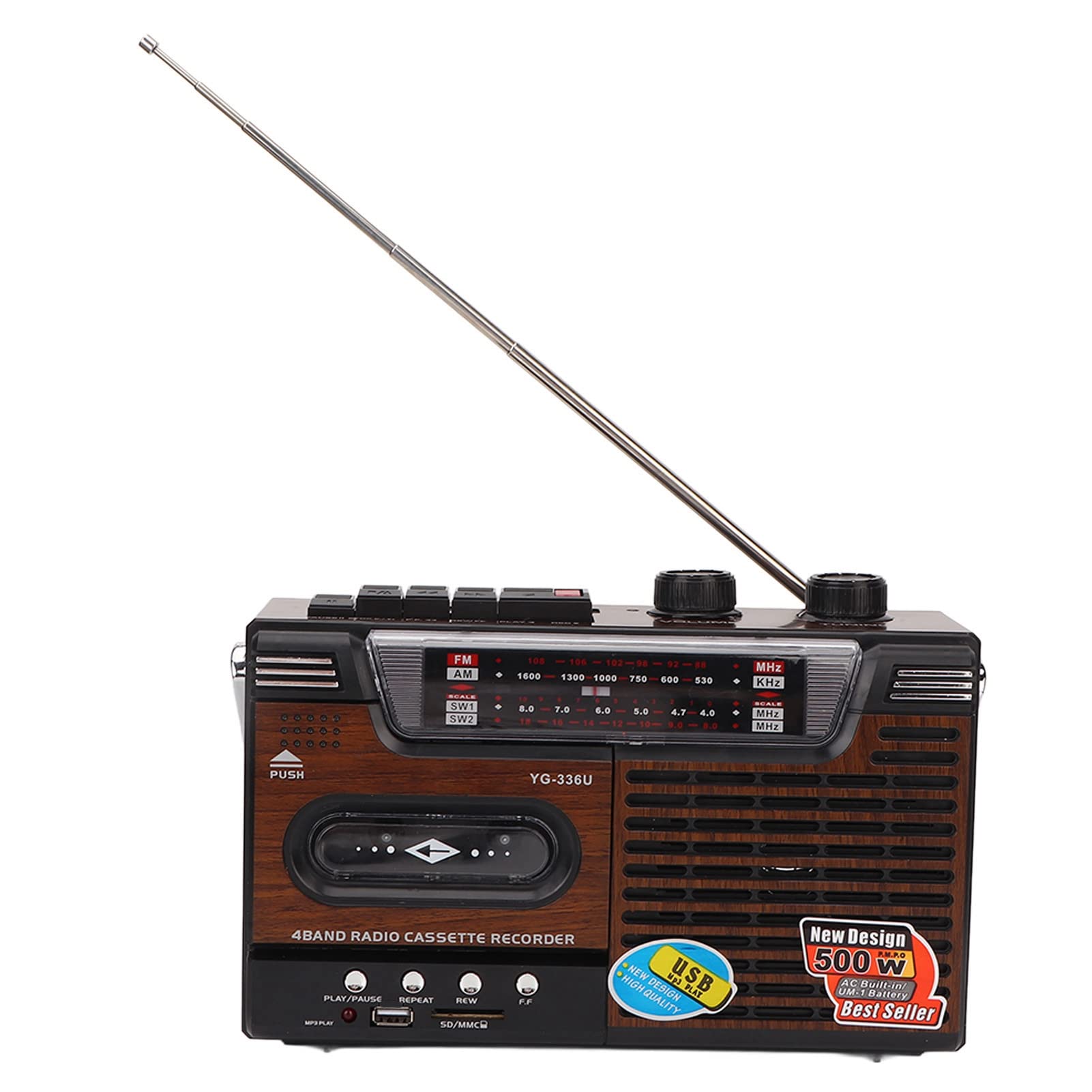 Reproductor de Casete de Radio Am FM, Sonido Limpio y Silencioso, Señal Fuerte, Tarjeta de Almacenamiento de Soporte y USB para el Hogar, Ancianos, Niños, Conocer el Mundo (Enchufe Europeo)