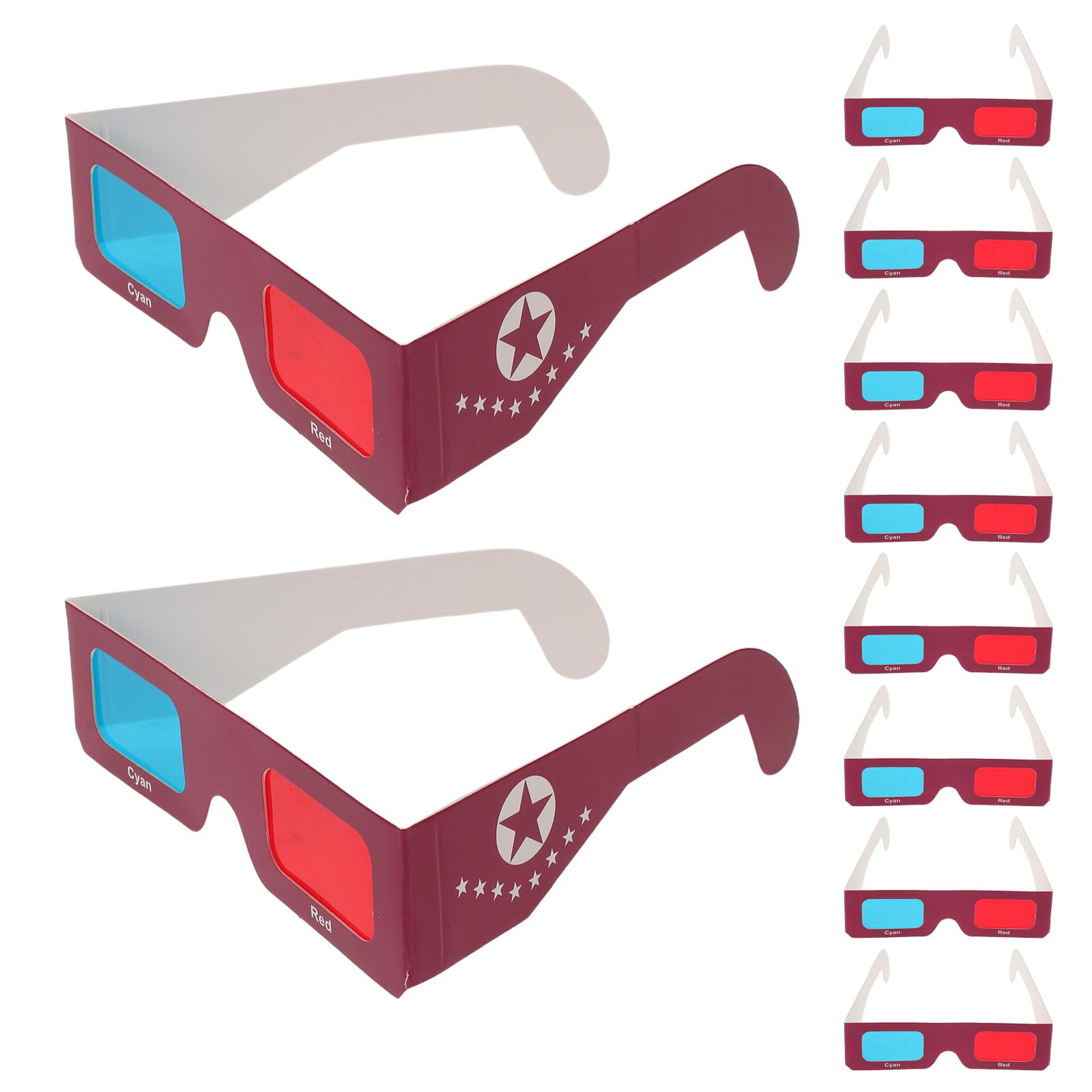 Toddmomy 10 Occhiali 3D di Carta Rosso Blu Occhiali 3D Usa e Getta per Film TV e Computer Set da 10 Pezzi per Attività di Gruppo e Intrattenimento Multidispositivo