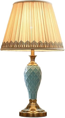 Miniatura 6 de JITEM Lámpara de Mesa American Country Lámpara de mesa con interruptor de botón Sala de estar Dormitorio de cerámica E27 lámpara de escritorio