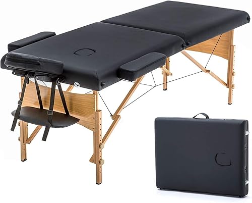 Mesa de masaje portátil cama de masaje para spa de altura ajustable 77 pulgadas de largo x 28 pulgadas de ancho plegable en 2 hecha de poliuretano
