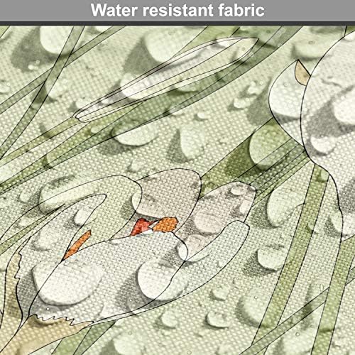 Ambesonne Garden Art Fabric by The Yard, Spring Flowers Bouquet Crocuses with Blossoming Petals Botanical, Decorative Fabric for Upholstery and Home Accents, 3 Yards, Pale Green Orange Cream — view 5