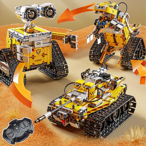 Robot Building Set with Remote Control, Tracked RC Robotics Building Toys Kit, 3 in 1 Models | Wall Robot/Mech Dinosaur/Military Tank Assembly Toy for Kids and Adults (632pcs) - Image 4