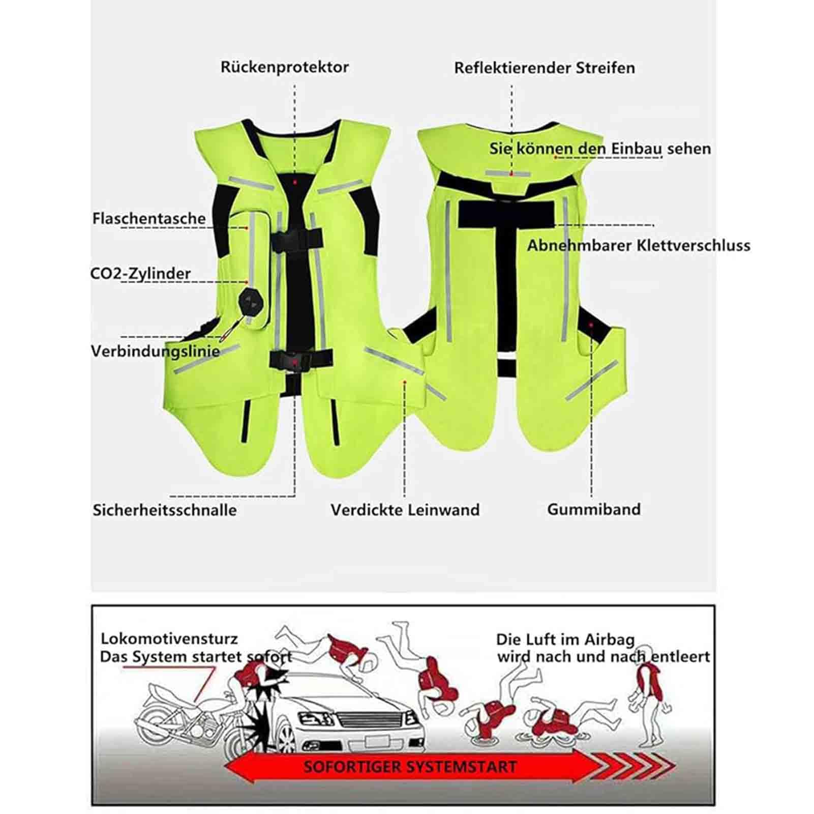 Chaleco de seguridad inflable reflectante para motocicleta para hombres y mujeres, equipo de protección transpirable ajustable para motocross, regalo ideal para ciclismo