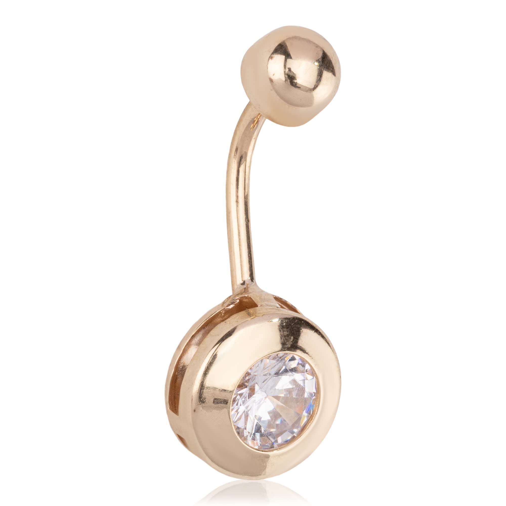 NKlaus Piercing au nombril 10mm 333 Or jaune 8 carats Banane Zirconia Blanc 8284