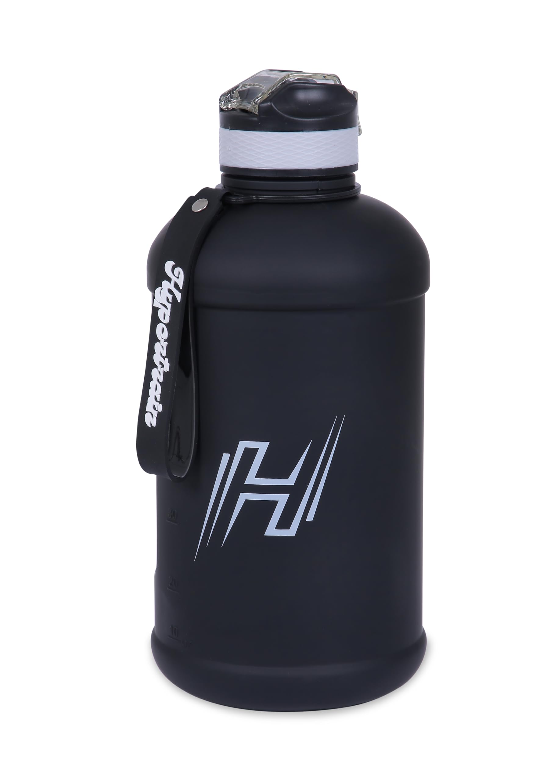 Hypertrain Workout, Sports, Gym Water Bottle with Straw, Insulated BPA-Free Fitness Water Bottle, Thick Plastic, Easy Grip Handle, Lightweight Water Bottle for Men, Women, 2 Litres, Onyx Black