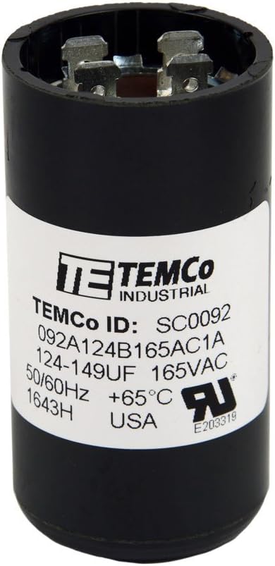 Exclusive Discount 80% Offer TEMCo 124-149 uf/MFD 165 VAC Volts Round Start Capacitor 50/60 Hz AC Electric - Lot -1