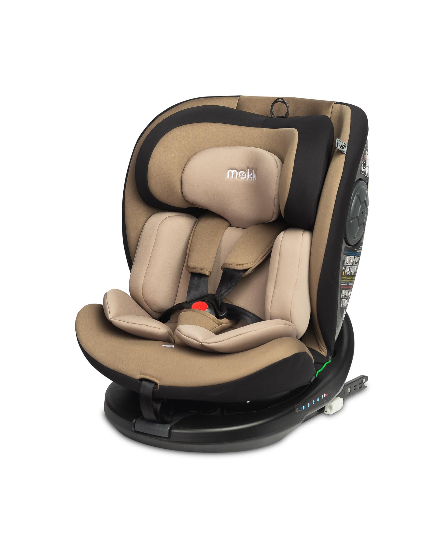 CARETERO - Autositz Kinder - Autokindersitz MOKKI - Gegurteter Autositz - i-Size Homologation ISOFIX - für Kinder von 40-150 cm Größe - Rotierend 360° - Reduktionseinsatz für Babys - Beige