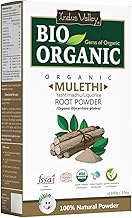 INDUS VALLEY 100% Natural Pure Mulethi Powder Yashtimadhu Licorice Glycyrrhiza Glabra for Glowing Skin Face Pack Tan Removal Hair Fall Control (100g)