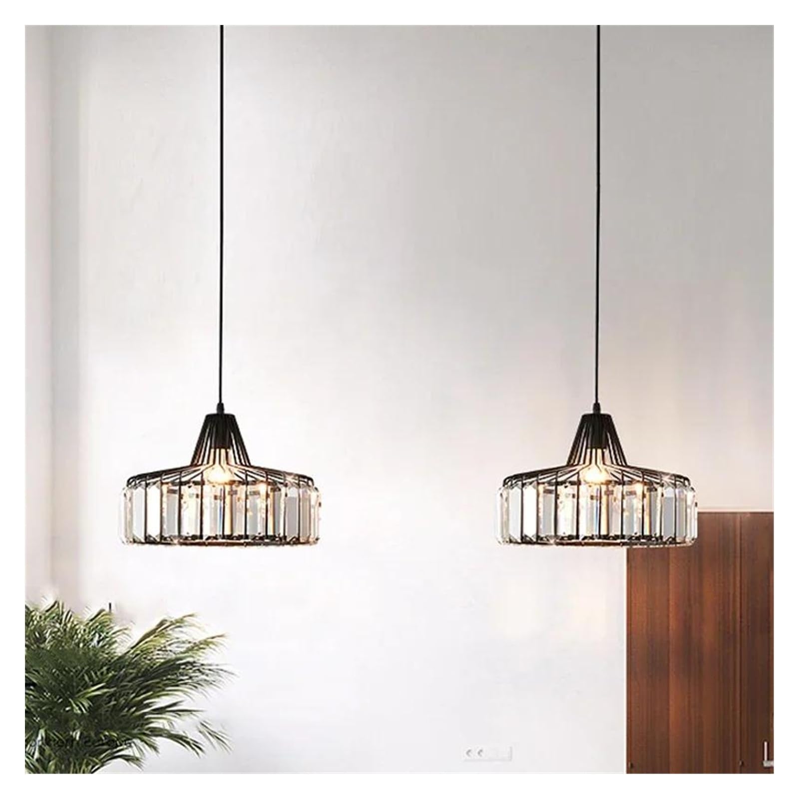 THKSGIV Modern Small Light Luxury Crystal Chandeliers for Bedroom Bedside Dining Room Living Decoration(Changeable,2 Long Black Large)