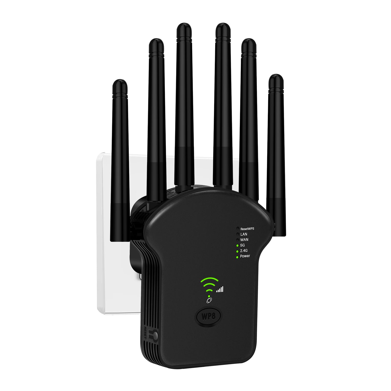 Repetidor WLAN de 1200 Mbit/s, doble banda, WiFi Booster con repetidor/enrutador/modo de punto de acceso, 4 antenas, fácil configuración, extensor de alcance WiFi con puerto LAN/WAN