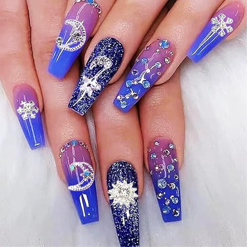 Lifoost 30Pcs Stars Moons Nail Charms With Rhinestones Silver Snowflakes Nails Charms For Nail Art 3D Women Nail Jewelrys #TOP3