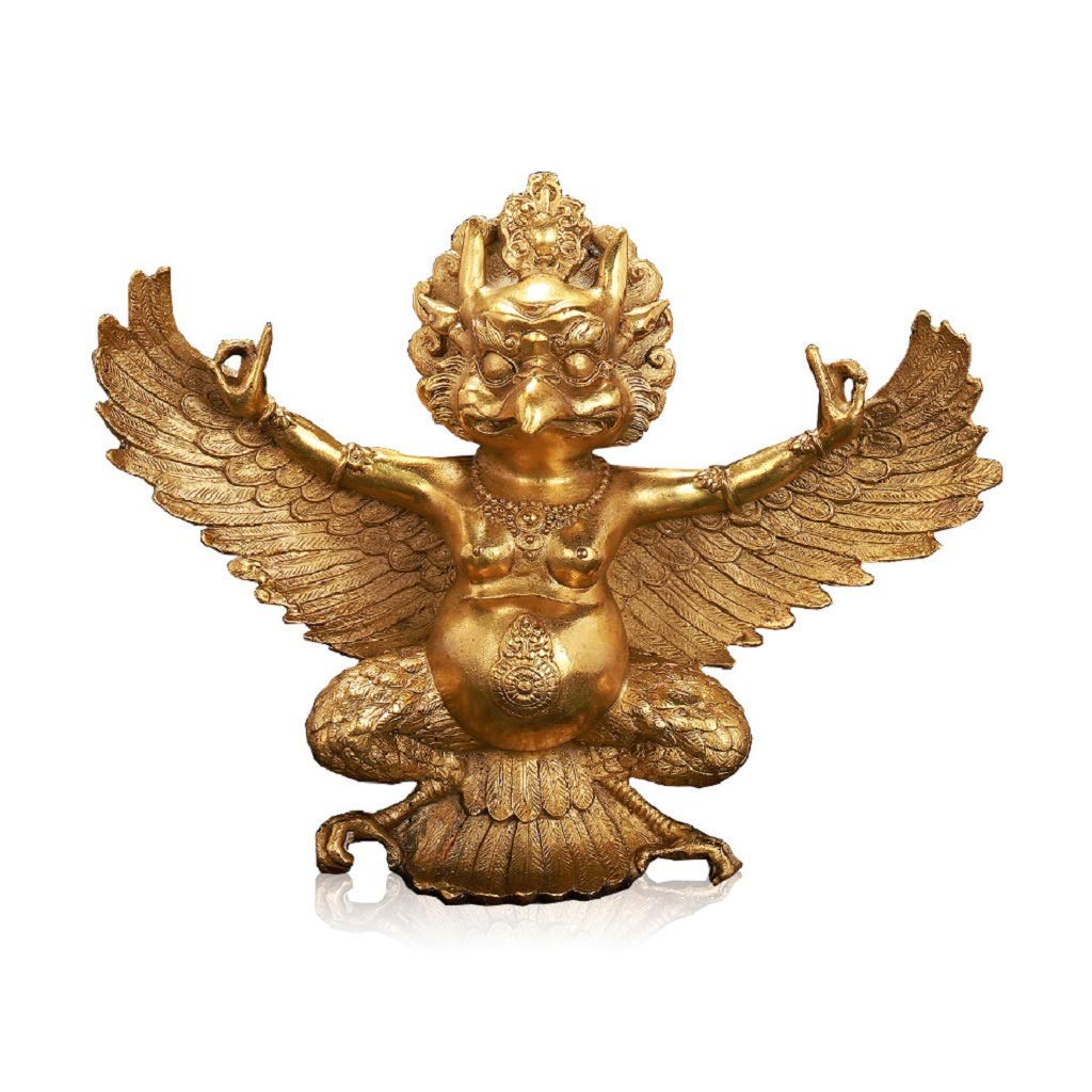 ZEDARO Feng Shui Ornaments Pure Copper Brass Thunderbolt Eagle Dapeng Golden Winged Bird Sculpture Decoration Buddha Statue, for Home Office