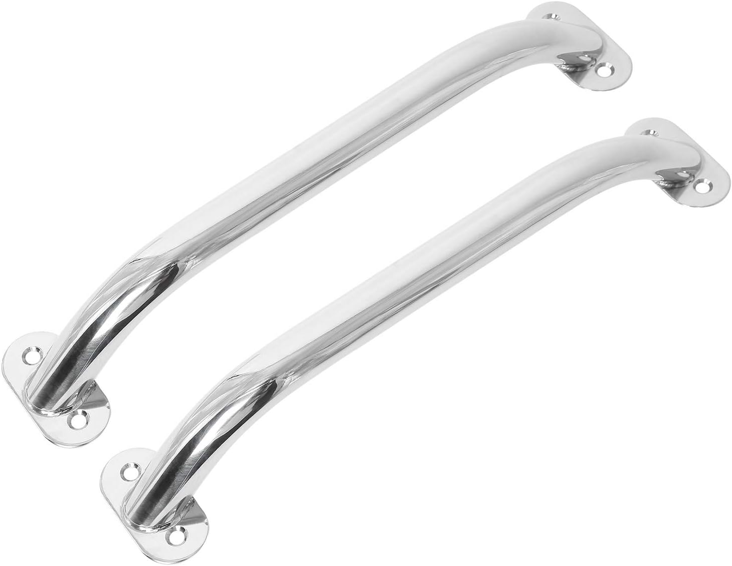 NovelBee 2pcs Stainless Steel Polish Boat Grab Handle Oval Handrail (Overall Length:17.3")